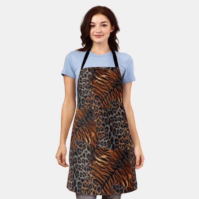 Leopard tiger skin trendy apron (Worn)