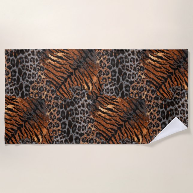 Leopard tiger skin trendy beach towel (Front)