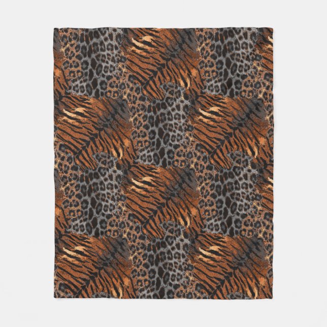 Leopard tiger skin trendy fleece blanket (Front)