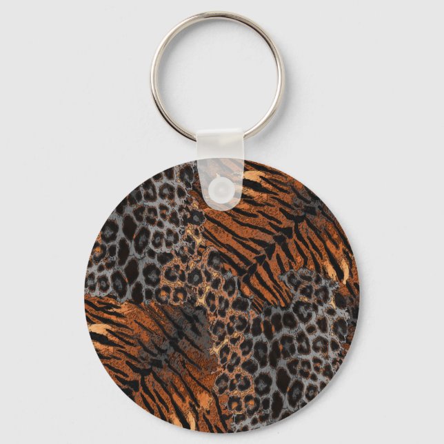 Leopard tiger skin trendy key ring (Front)