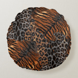 Leopard tiger skin trendy round cushion