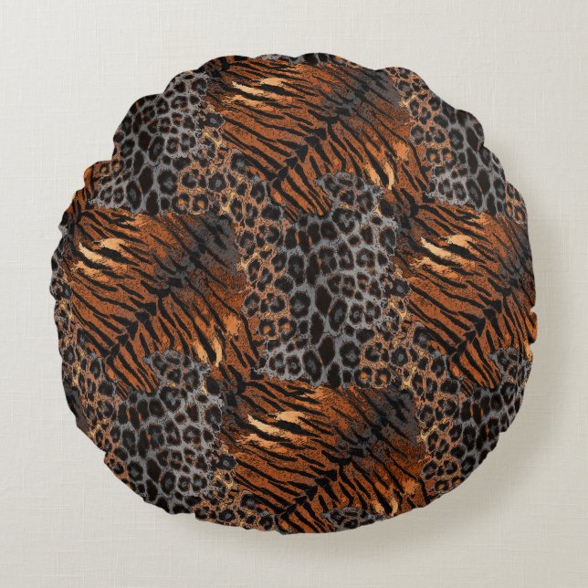 Leopard tiger skin trendy round cushion (Front)