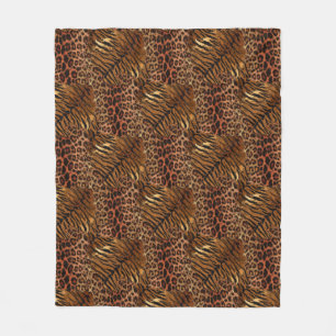Leopard tiger skin trendy spotted striped cat fleece blanket