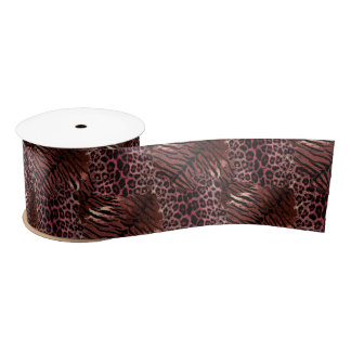 Leopard tiger skin trendy spotted striped cat satin ribbon