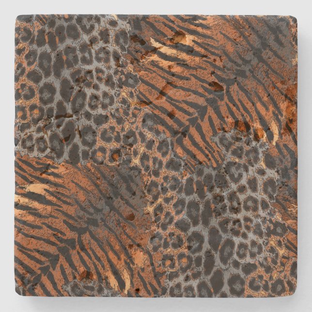 Leopard tiger skin trendy stone coaster (Front)