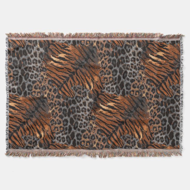 Leopard tiger skin trendy throw blanket (Front)