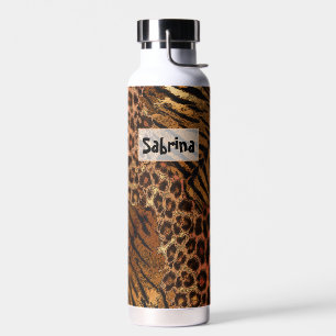 Leopard tiger skin water bottle