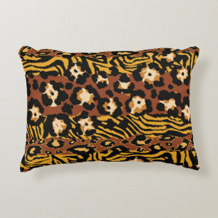 Leopard, tiger skins, wild pattern. decorative cushion