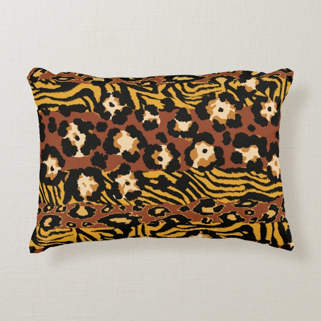 Leopard, tiger skins, wild pattern. decorative cushion (Front)