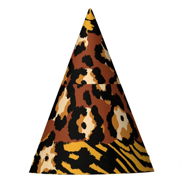 Leopard, tiger skins, wild pattern. party hat (Front)