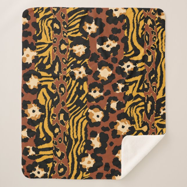 Leopard, tiger skins, wild pattern. sherpa blanket (Front)