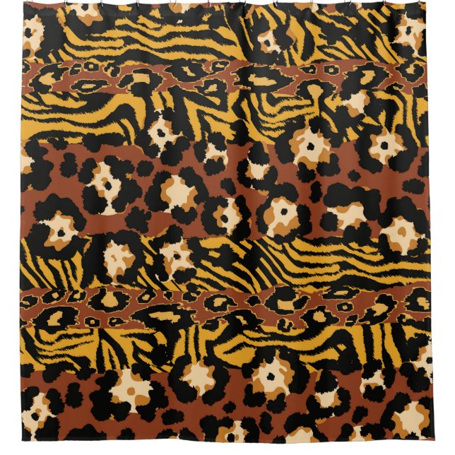 Leopard, tiger skins, wild pattern. shower curtain (Front)