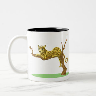 Leopard Tree Sitting Jungle Woods Environment Two-Tone Coffee Mug