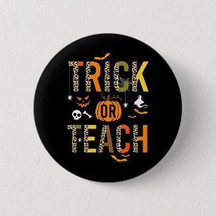 Leopard Trick Or Teach Halloween School Fall Autum 6 Cm Round Badge