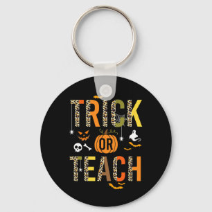 Leopard Trick Or Teach Halloween School Fall Autum Key Ring