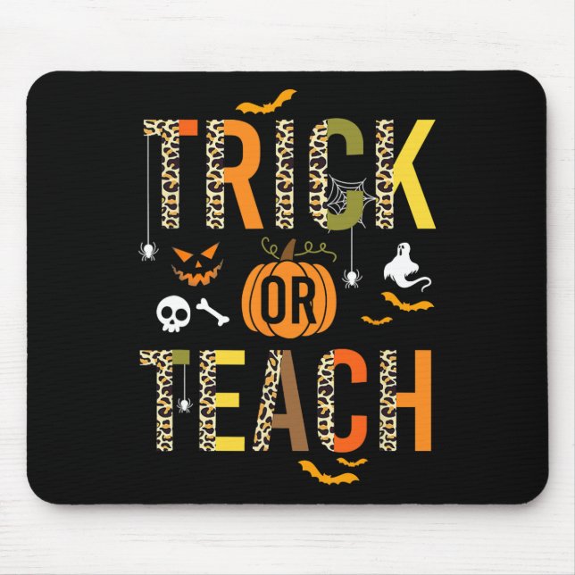 Leopard Trick Or Teach Halloween School Fall Autum Mouse Pad (Front)