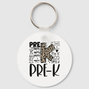 Leopard Typography Prek Ck To School Teacher Kids Key Ring