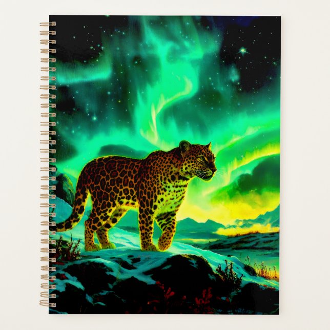 Leopard Under The Aurora Borealis  Planner (Front)