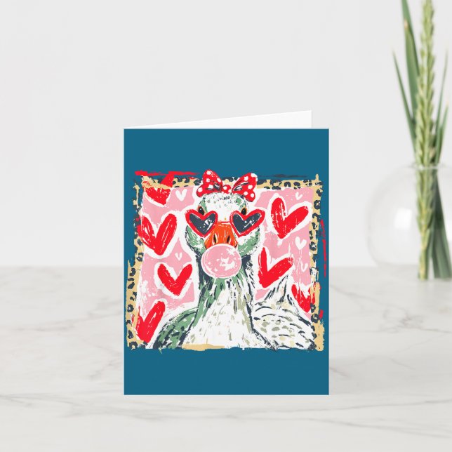 Leopard Valentine's Day Goose Cute Animal Couple M Card (Front)