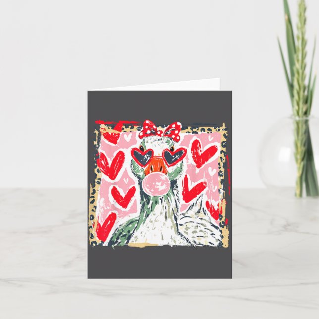 Leopard Valentine's Day Goose Cute Animal Couple M Card (Front)