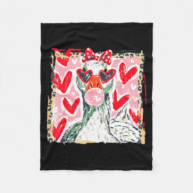Leopard Valentine's Day Goose Cute Animal Couple M Fleece Blanket (Front)