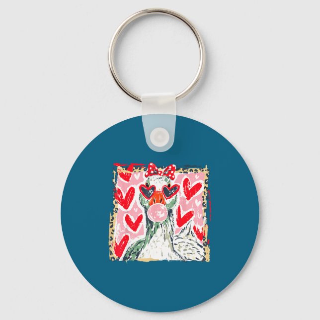 Leopard Valentine's Day Goose Cute Animal Couple M Key Ring (Front)