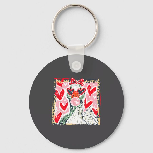 Leopard Valentine's Day Goose Cute Animal Couple M Key Ring (Front)