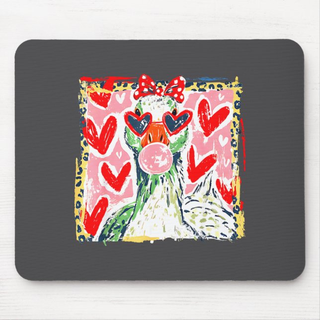 Leopard Valentine's Day Goose Funny Cute Goose Hun Mouse Pad (Front)