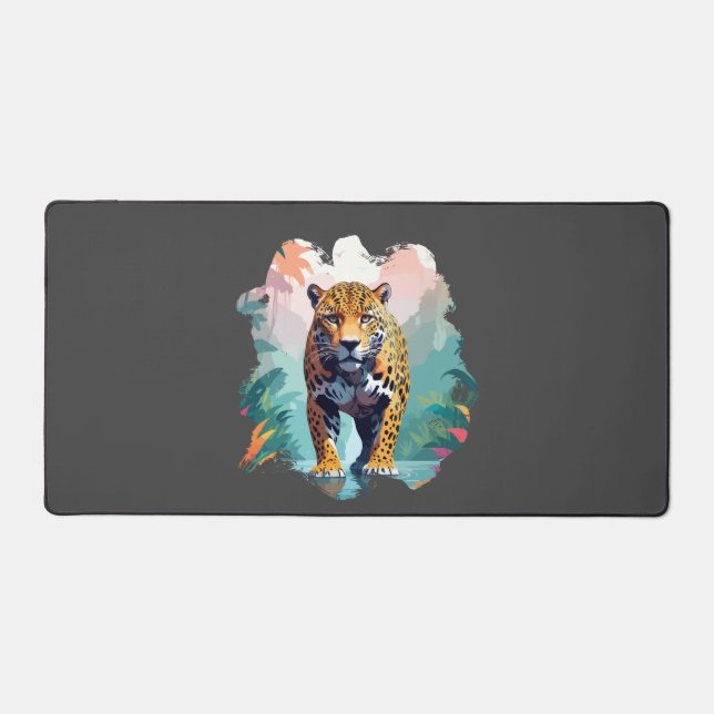 Leopard Vector Art Animal In The Majestic Nature Desk Mat (Front)