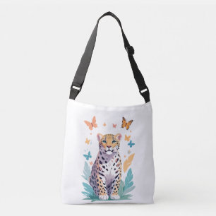 Leopard Vector Butterfly Adorable Fun Animal Crossbody Bag