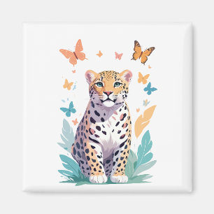 Leopard Vector Butterfly Adorable Fun Animal  Magnet