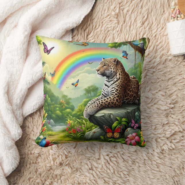 Leopard Vibe: Artistic Jungle Rest Cushion (Blanket)