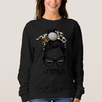 Leopard Volleyball Mama Life Messy Bun Game Day Mo Sweatshirt