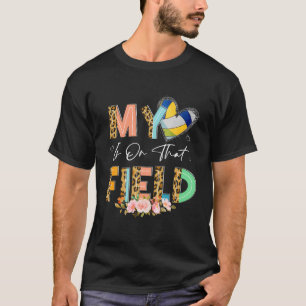 Leopard Volleyball Mom My Heart Is On That Field M T-Shirt