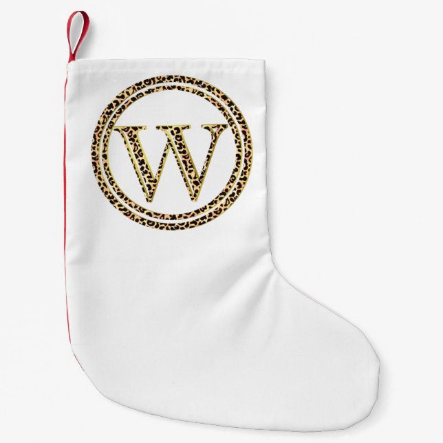 Leopard W Small Christmas Stocking (Front)