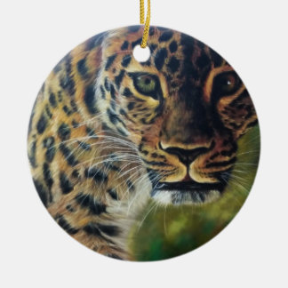 Leopard Walking at Sunset Ceramic Ornament