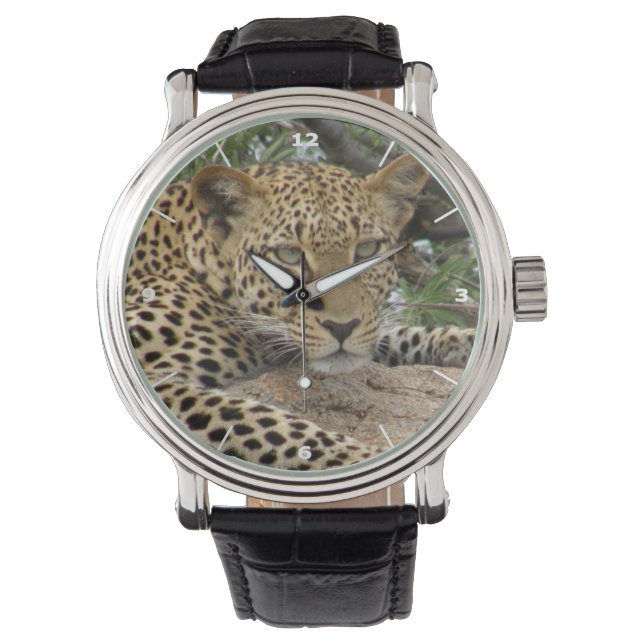 Leopard Watch with white dial (Front)