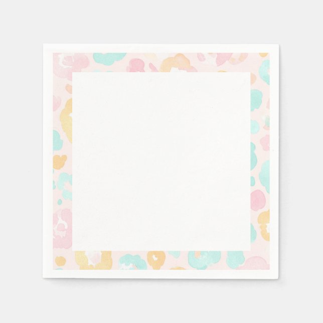Leopard Water Colour Wedding and Party Paper Napki Napkin (Front)