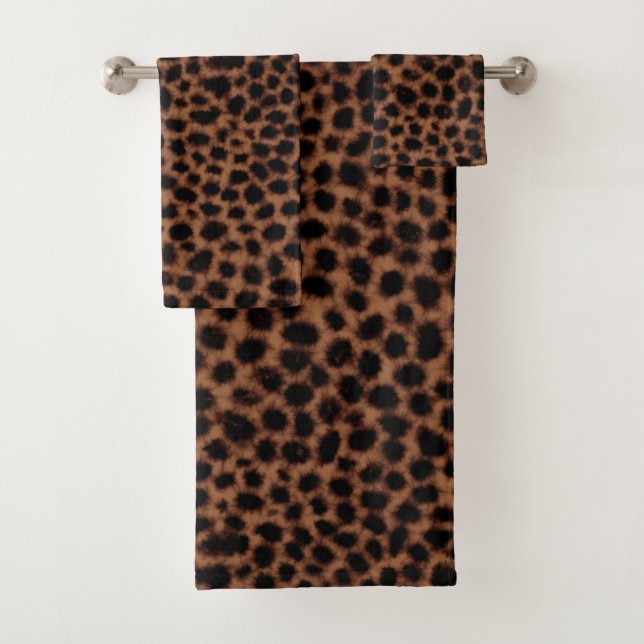 Leopard watercolor pattern bath towel set (Insitu)