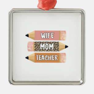 Leopard Wife Mum Teacher Metal Ornament