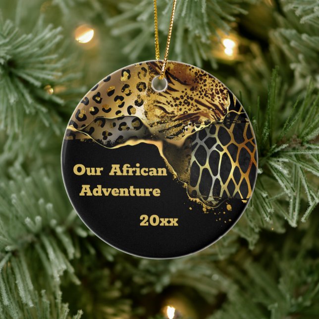 Leopard wild animal fur travel souvenir DIY photo Ceramic Ornament (Tree)