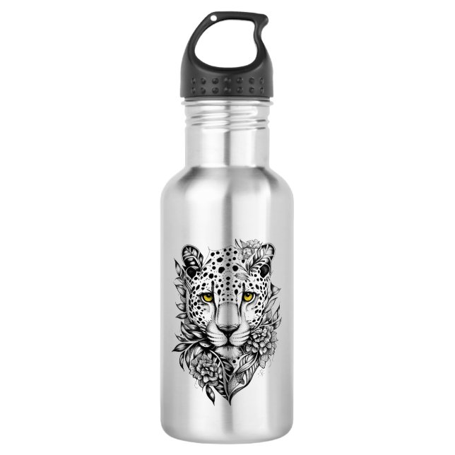 Leopard Wild Animal Nature Illustration Art Tattoo 532 Ml Water Bottle (Front)