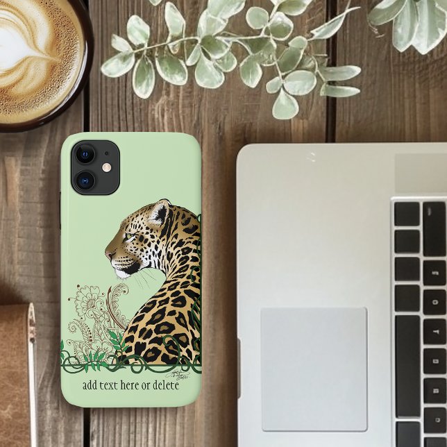 Leopard Wild Cat Green Henna Case-Mate iPhone Case (Creator Uploaded)