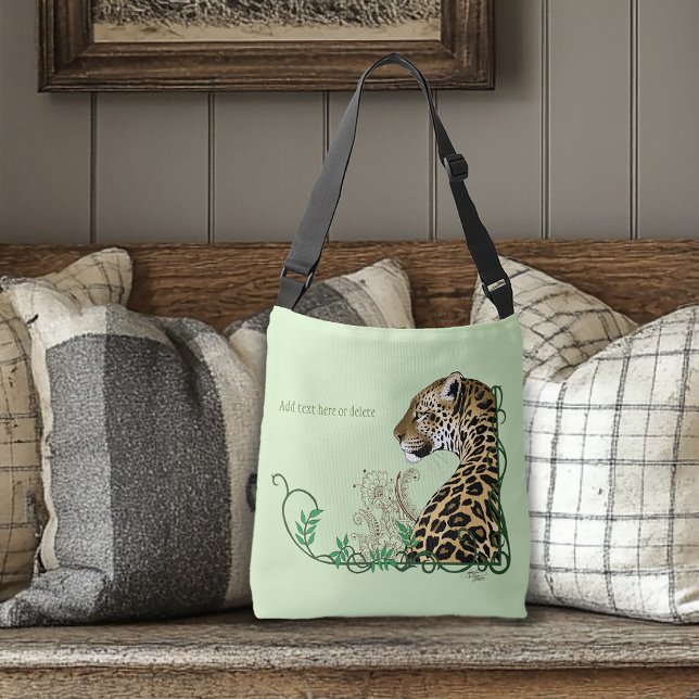 Leopard Wild Cat Green Henna Crossbody Bag (Creator Uploaded)