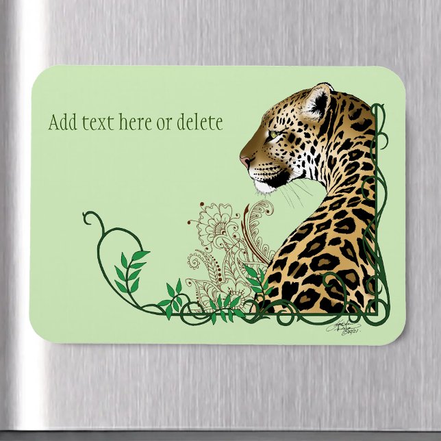 Leopard Wild Cat Green Henna Magnet (Creator Uploaded)