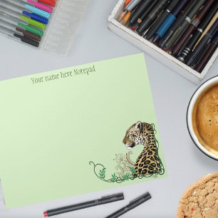 Leopard Wild Cat Green Henna Notepad