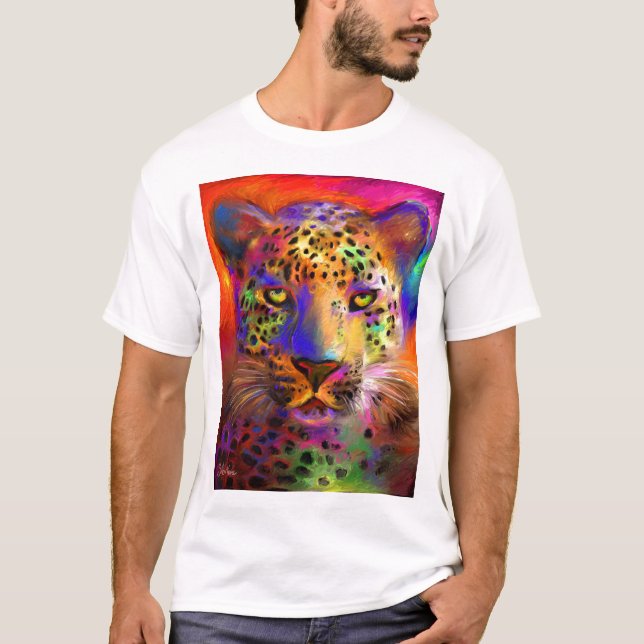 leopard wild life picture painting T-shirt (Front)