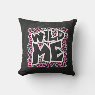 Leopard Wild Me Black and Hot Pink Design Cushion