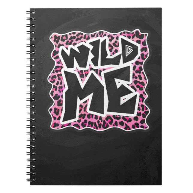 Leopard Wild Me Black and Hot Pink Design Notebook (Front)