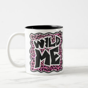Leopard Wild Me Black and Hot Pink Design Two-Tone Coffee Mug